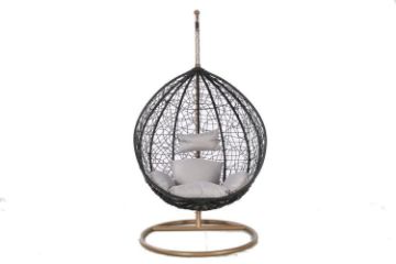 Picture of ALBURY Rattan Outdoor Hanging Egg Chair (Black)