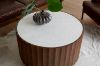 Picture of KASIA D89 Mango Wood Round Coffee Table With Marble Top