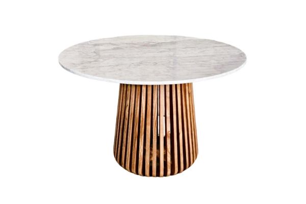 Picture of ALLEY D129 Solid Acacia Wood Round Dining Table with Marble Top