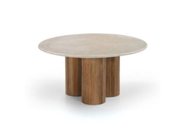Picture of BLIX Mango Wood D68 Round Coffee Table with Marble Top