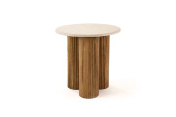 Picture of BLIX D50 Mango Wood Round Side Table with Marble Top