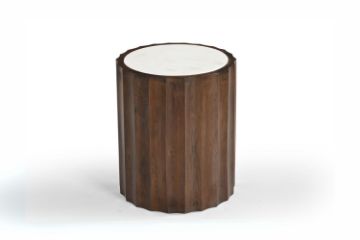 Picture of KASIA D45 Mango Wood Round Side Table With Marble Top