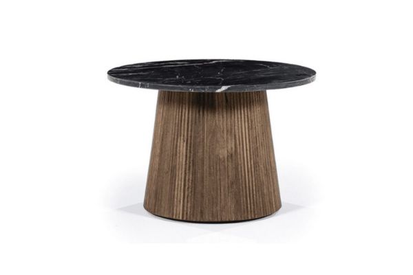 Picture of HUBIE Mango Wood D60 Round Side Table With Marble Top