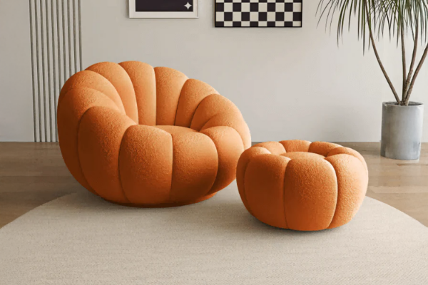 Picture of SUNFLOWER 360° Swivel Lounge Chair with Ottoman (Orange)