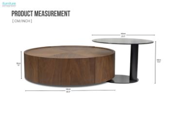 Picture of SKARA Genuine Walnut Veneer Round Nesting Coffee Table