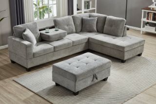 Picture of  NEBULA Premium Sectional Sofa with Storage Ottoman (Misty Grey) - Chaise Facing Right