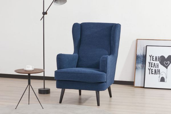 Picture of [FLOOR MODEL CLEARANCE] MERCURY Lounge Chair Black wood legs (Blue)