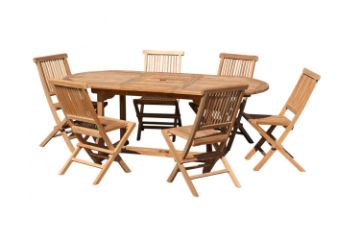 Picture of BALI 7PC Solid Teak Oval Dining Set - 1.8M - 2.4M Table