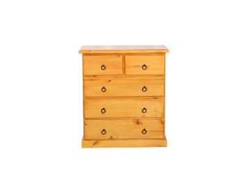 Picture of [FLOOR MODEL CLEARANCE] CANNINGTON Solid NZ Pine 5-Drawer Tallboy (Maple Colour)