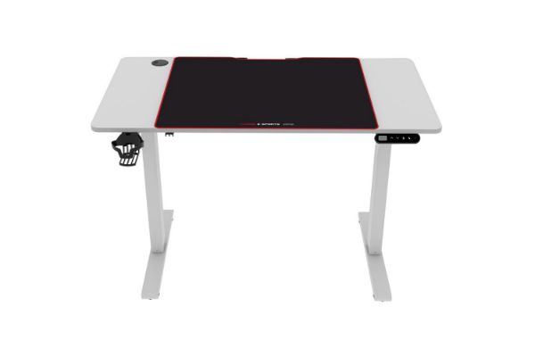 Picture of MATRIX 120 Electric Height Adjustable Desk with LED Display and Jumbo Mouse Pad (White)