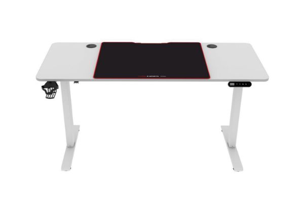 Picture of MATRIX 140 Electric Height Adjustable Desk with LED Display and Jumbo Mouse Pad (White)