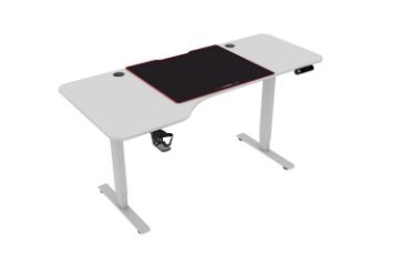 Picture of MATRIX 160 Electric L-Shape Height Adjustable Desk with LED Display and Jumbo Mouse Pad (White)