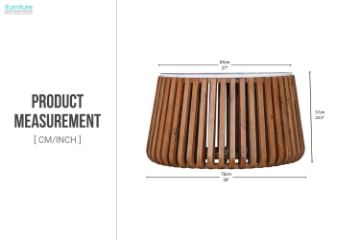 Picture of ALLEY Solid Acacia Wood Round Coffee Table with Marble Top