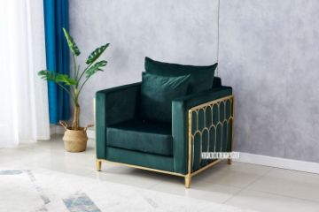 Picture of  [FLOOR MODEL CLEARANCE] PARMA STAINLESS STEEL FRAME ARM SOFA RANGE *GREEN VELVET