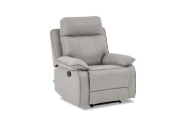 Picture of SORIANO Air Leather Manual Reclining 1 Seater Sofa (Pebble Grey)
