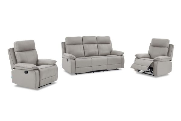 Picture of SORIANO Air Leather Reclining Sofa Range (Pebble Grey) - 3RR + 2RR + 1R Sofa Set