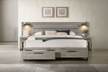 Picture of WESTDEN Storage Bed Frame Set - Super King Size Bed with 2 Sets Bedside+Side Pier Combo