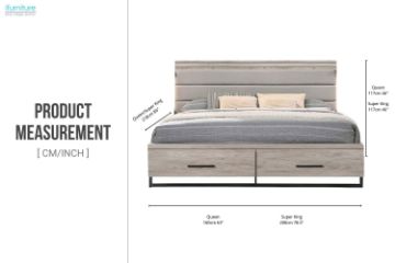 Picture of WESTDEN Storage Bed Frame Set - Super King Size Bed with 2 Sets Bedside+Side Pier Combo