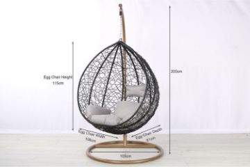 Picture of [FLOOR MODEL CLEARANCE] ALBURY Rattan Outdoor Hanging Egg Chair (Black)