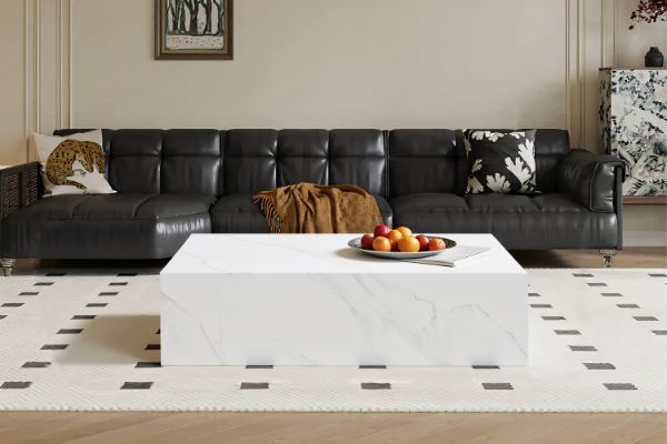 Picture of DELRAY 122cm Sintered Stone Coffee Table (Matte White)