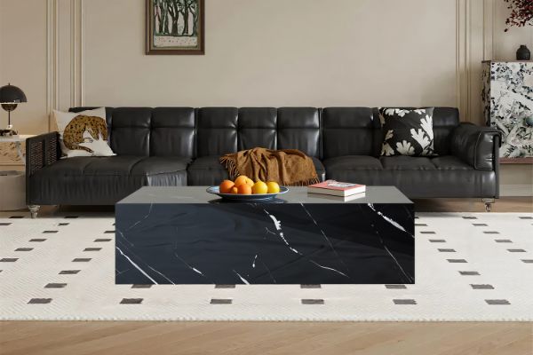 Picture of DELRAY 122cm Sintered Stone Coffee Table (Gloss Black)