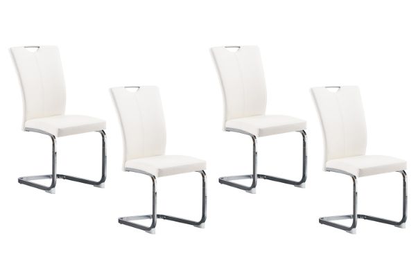 Picture of EDAN High Back Dining Chair with Chromed Base (Pearl White) - 4 Chairs in 1 Carton