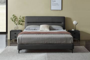 Picture of CUBA Genuine Leather Bed Frame in Queen/King Size (Dark Grey)