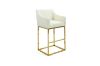 Picture of HESPER 74 Bar Height Bar Stool  with Arms & Golden Finish Base (White)
