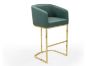 Picture of TRYTON Bar Stool with Arms & Golden Finish Base (Green)  