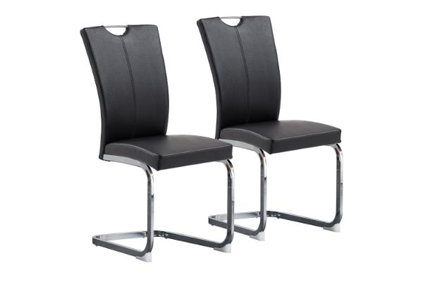 Picture of EDAN High Back Dining Chair with Chromed Base (Elegant Black) - 2 Chairs in 1 Carton