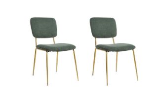 Picture of LASKY Gold Frame Fabric Dining Chair (Green) - 2PC in 1 Carton