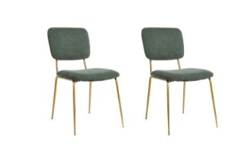 Picture of LASKY Gold Frame Fabric Dining Chair (Green) - 2PC in 1 Carton
