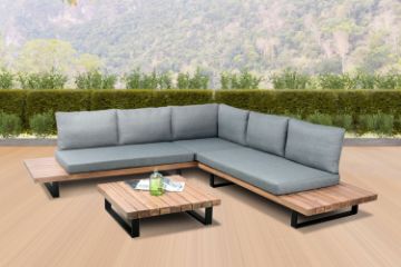 Picture of [FLOOR MODEL CLEARANCE] BASTON Aluminum Sectional Outdoor Lounge Sofa Set