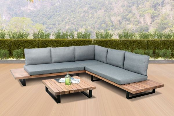 Picture of [FLOOR MODEL CLEARANCE] BASTON Aluminum Sectional Outdoor Lounge Sofa Set