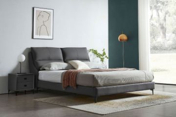 Picture of ROMEO Genuine Leather Bed Frame (Dark Grey) - King