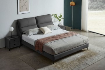 Picture of ROMEO Genuine Leather Bed Frame in King Size (Dark Grey)