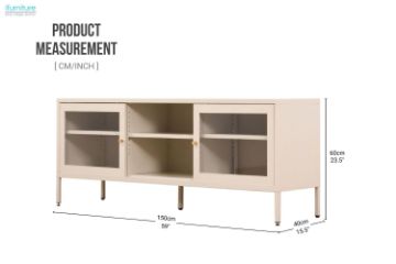 Picture of STARK Steel Frame 1.5M Sliding Door Transparent Glass TV Unit (Cream)