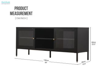 Picture of STARK Steel Frame 1.5M Sliding Door Transparent Glass TV Unit (Black)