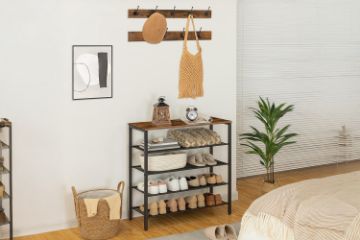 Picture of LITON Adjustable 5-Tier Shoe Rack with Wall Hooks 