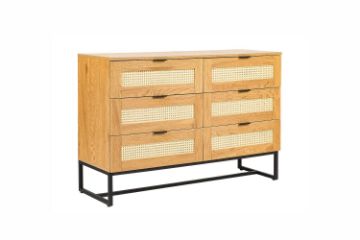 Picture of [FLOOR MODEL CLEARANCE] SAILOR 6 Drawer Chest with Rattan Design (Oak Colour)