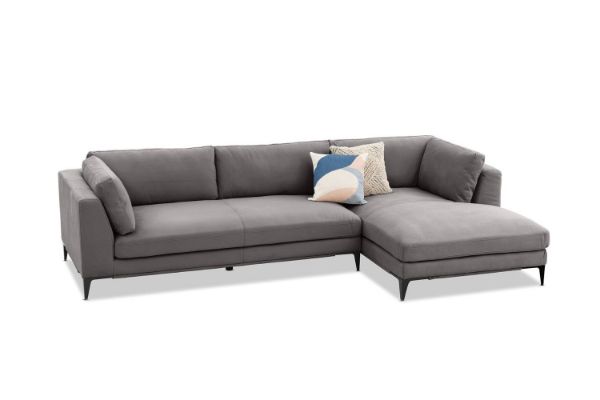 Picture of [FLOOR MODEL CLEARANCE] AMELIE Premium Fabric Sectional Sofa with Ottoman (Dark Grey)