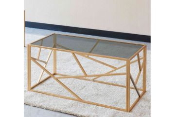 Picture of [FLOOR MODEL CLEARANCE]  CLIO Rectangle Grey Glass with Golden Legs Coffee Table