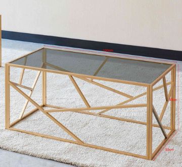 Picture of [FLOOR MODEL CLEARANCE]  CLIO Rectangle Grey Glass with Golden Legs Coffee Table