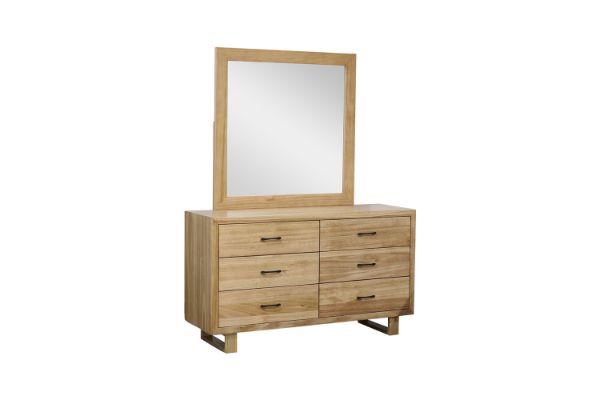 Picture of  [FLOOR MODEL CLEARANCE] LYNWOOD 6-Drawer Solid Tasmanian Oak Dresser with Mirror