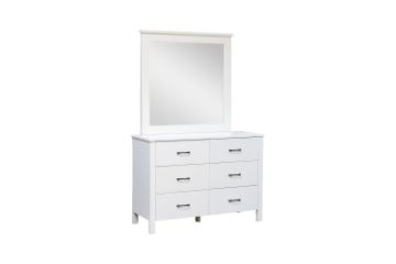 Picture of  [FLOOR MODEL CLEARANCE] CLOUDWOOD 6-Drawer Solid Pinewood Dresser with Mirror (White)
