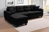 Picture of KLARA Reversible Sectional Sofa with Cupholders and Two Cushions (Black)