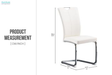 Picture of EDAN High Back Dining Chair with Chromed Base (Pearl White) 