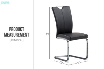 Picture of EDAN High Back Dining Chair with Chromed Base (Elegant Black) - Each