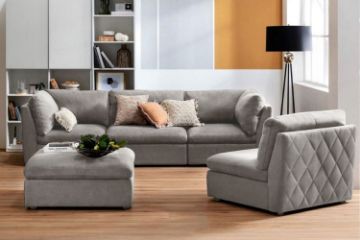 Picture of ASPECT Nappa Fabric Memory Foam Sectional Modular Sofa (Grey)- 5PC Big Combo Set
