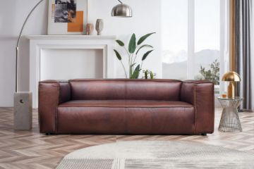 Picture of HANCOCK 100% Genuine Snug Grain Leather High Arm 3-Seater Sofa